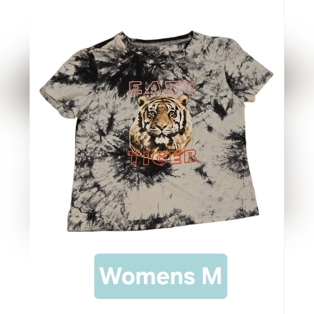 Grey Tie-Dye Tiger Graphic Tee - Kids
